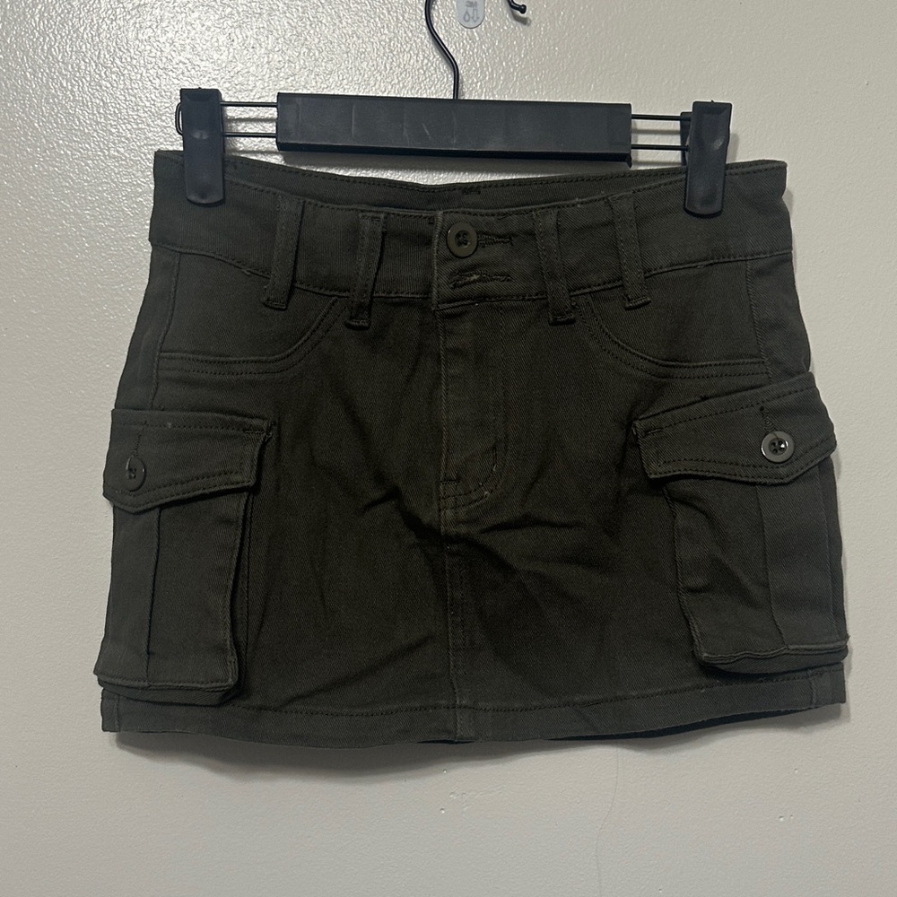 Olive Cargo Mini Skirt